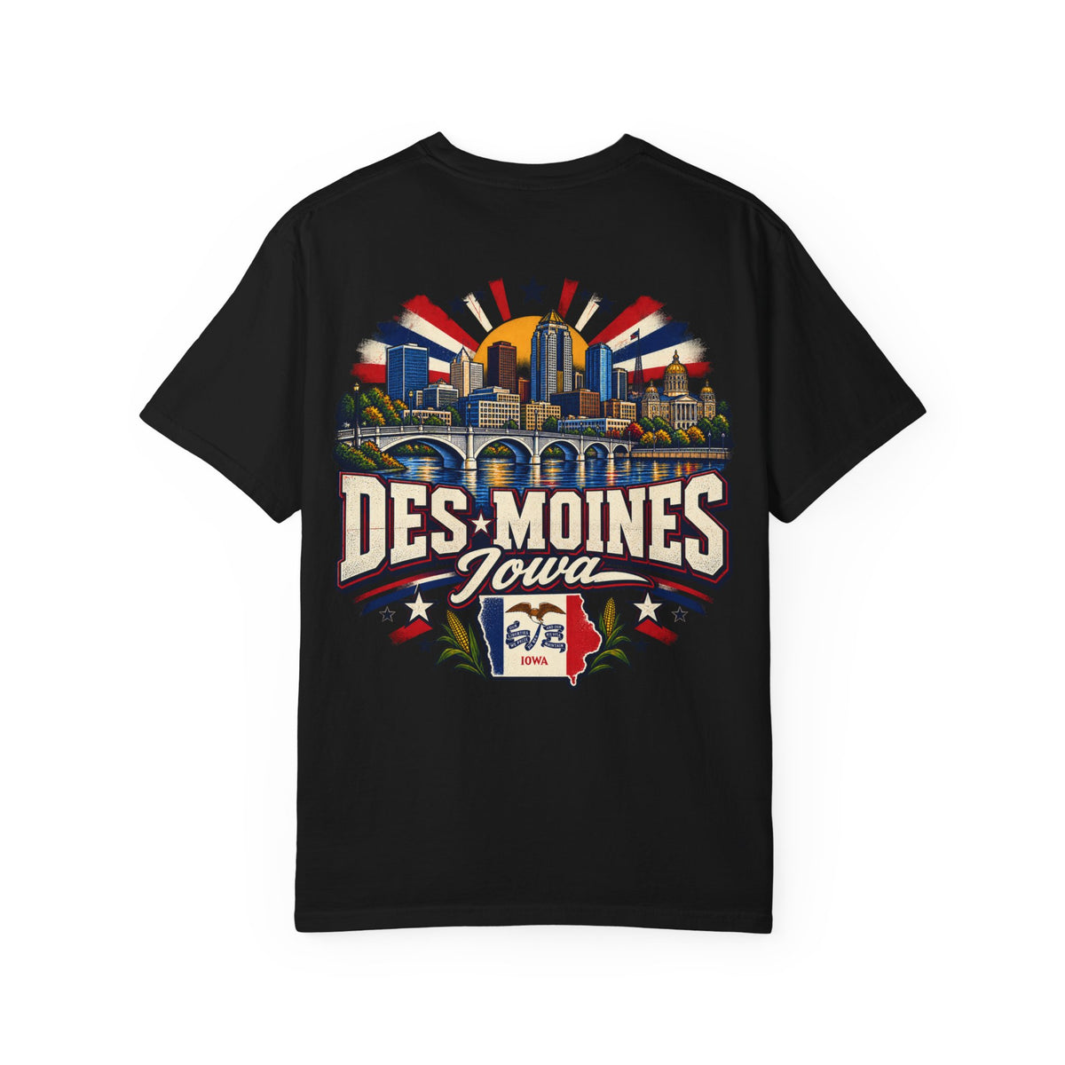 Des Moines Iowa Unisex Comfort Color 1717 Streetwear Graphic Tee