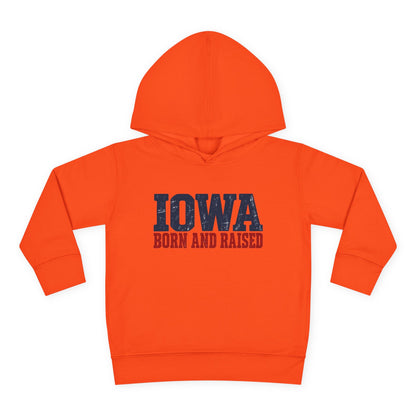 Iowa Born and Raised Rustic Midwest Unisex Toddler Pullover Fleece Hoodie