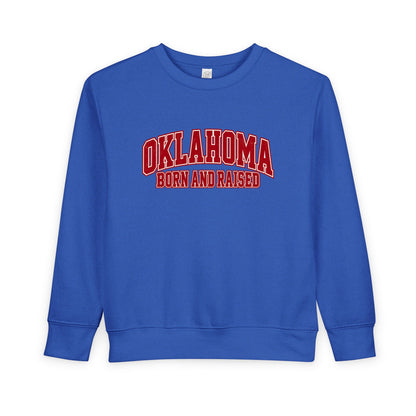 Oklahoma Born and Raised Old-School Athletic Unisex Toddler Sweatshirt