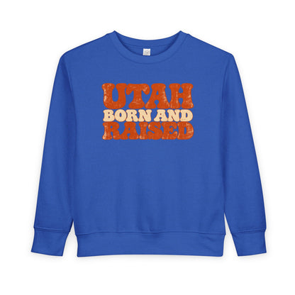 Utah Born and Raised Retro 1970s Unisex Toddler Sweatshirt