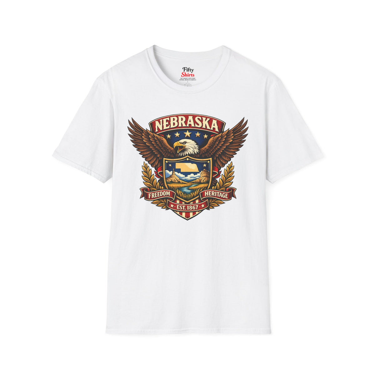 Nebraska Americana Eagle Unisex Softstyle T Shirt State Pride Graphic Tee Collections FS03