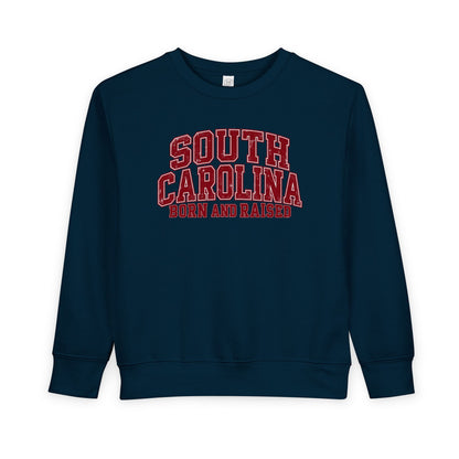 South Carolina Born and Raised Vintage Collegiate Unisex Toddler Sweatshirt