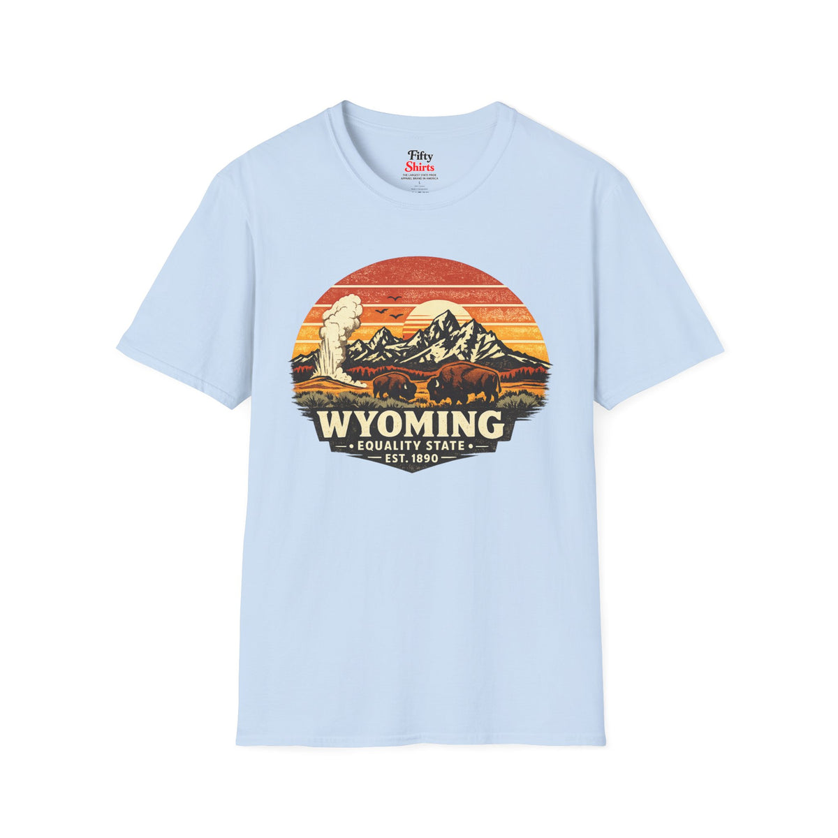 Wyoming Mountain Sunset Unisex Softstyle T Shirt State Pride Graphic Tee Collections FS03