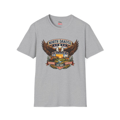 North Dakota Americana Eagle Unisex Softstyle T Shirt State Pride Graphic Tee Collections FS03