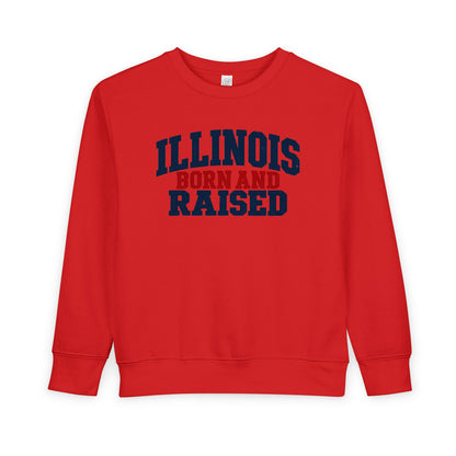 Illinois Born and Raised Rustic Midwest Americana Unisex Toddler Sweatshirt