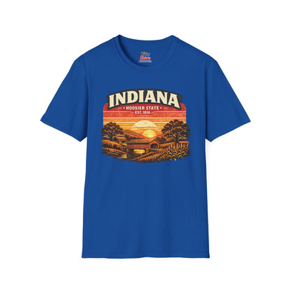 Indiana Countryside Sunset Unisex Softstyle T Shirt State Pride Graphic Tee Collections FS03