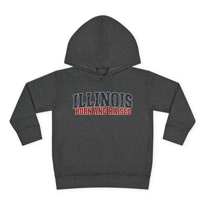 Illinois Born and Raised Midwest Americana Unisex Toddler Pullover Fleece Hoodie