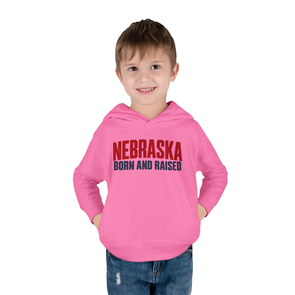 Nebraska Born and Raised Minimal Heritage Unisex Toddler Pullover Fleece Hoodie