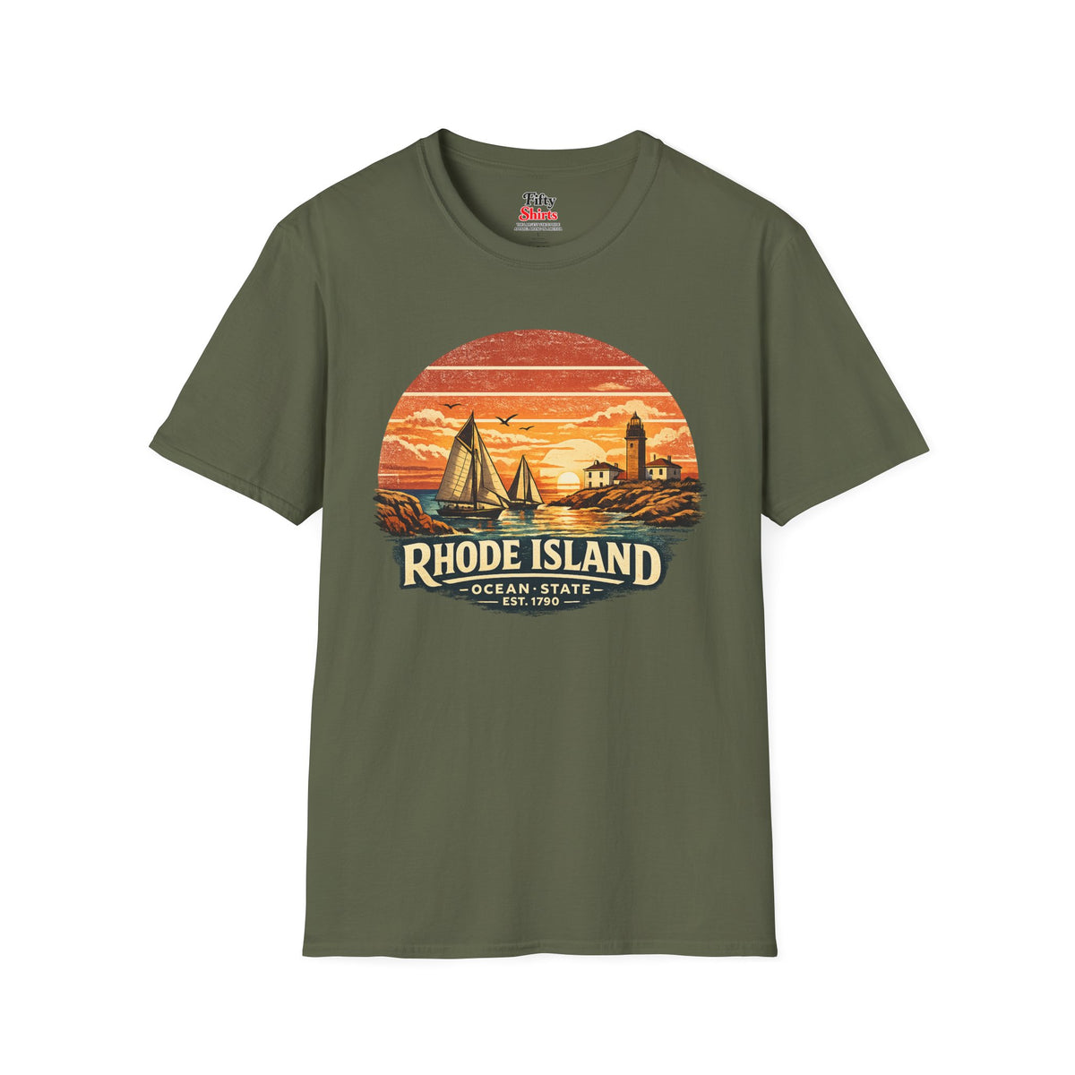 Rhode Island Coastal Sunset Unisex Softstyle T Shirt State Pride Graphic Tee Collections FS03