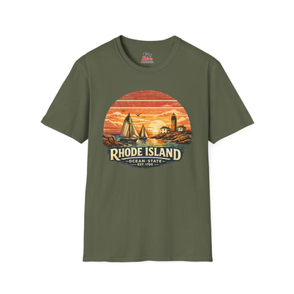 Rhode Island Coastal Sunset Unisex Softstyle T Shirt State Pride Graphic Tee Collections FS03