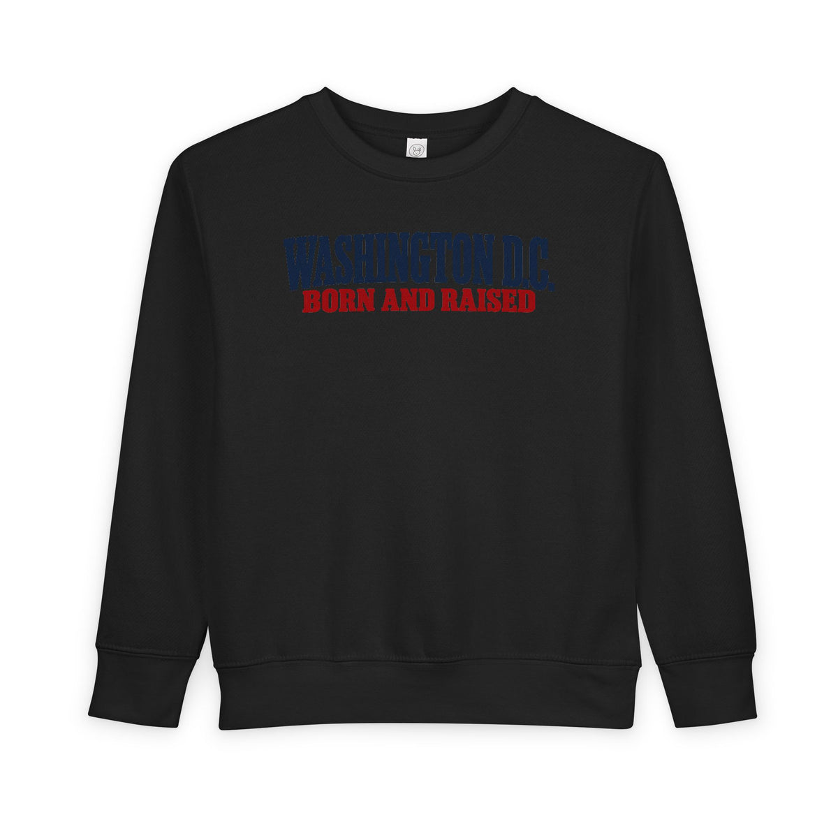 Washington DC Born and Raised Heritage Serif Unisex Toddler Sweatshirt