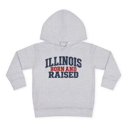 Illinois Born and Raised Rustic Midwest Americana Unisex Toddler Pullover Fleece Hoodie