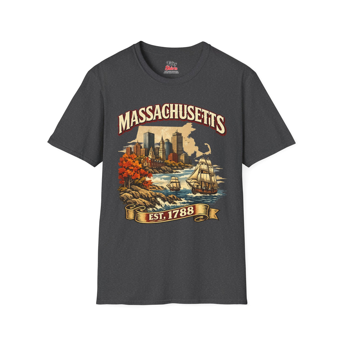 Vintage Massachusetts Heritage Unisex Softstyle T Shirt State Pride Graphic Tee Collections FS03