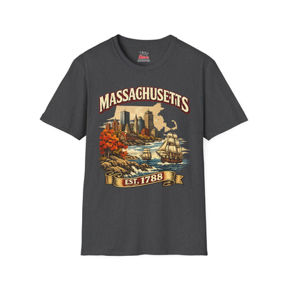 Vintage Massachusetts Heritage Unisex Softstyle T Shirt State Pride Graphic Tee Collections FS03