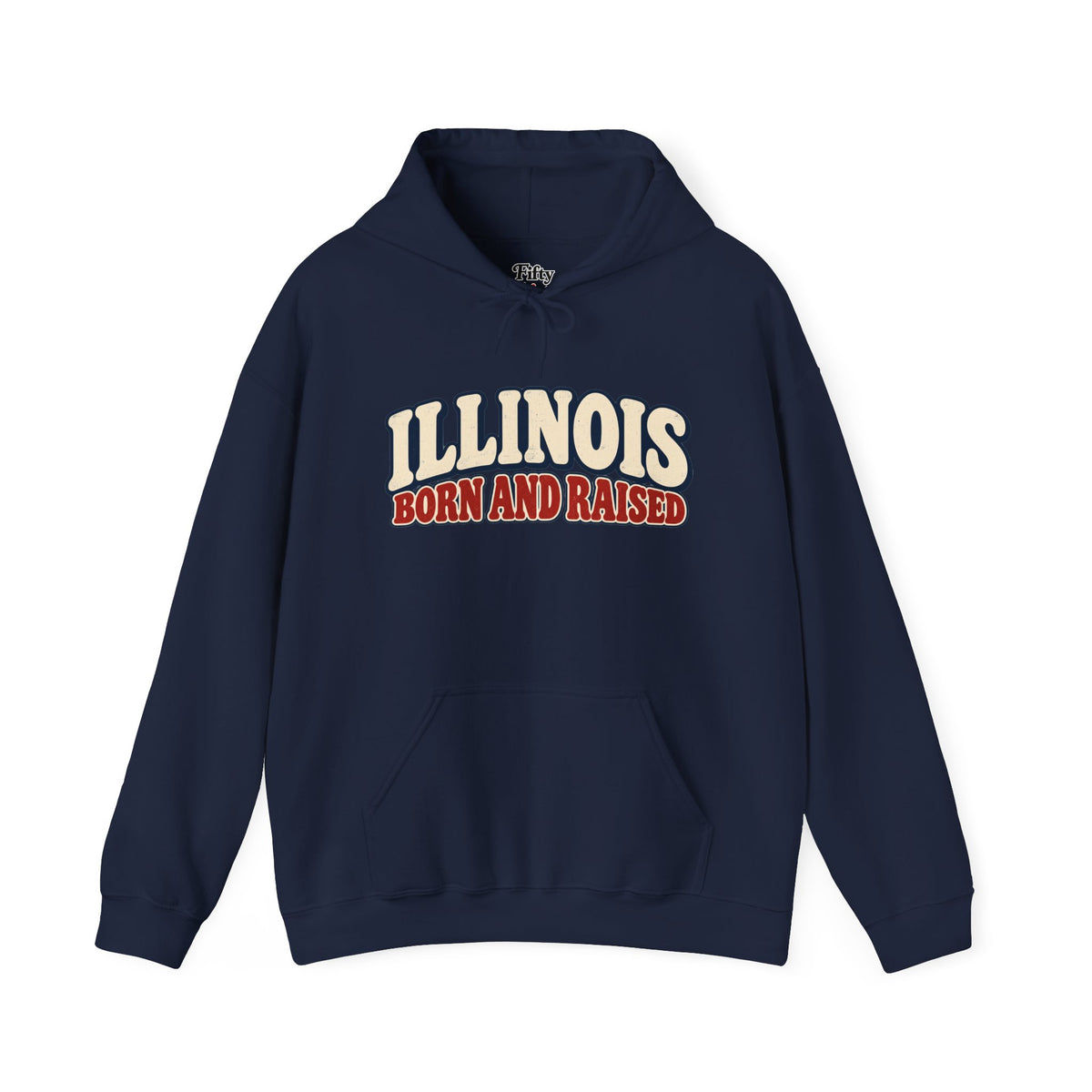 Illinois Born and Raised Retro 1970s Unisex Hoodie Graphic