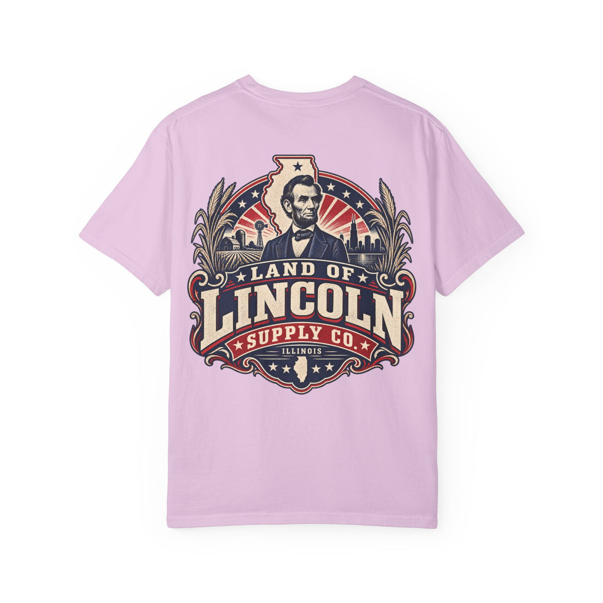 Illinois Land of Lincoln Suppy Co. Unisex Comfort Color 1717 Streetwear Graphic Tee