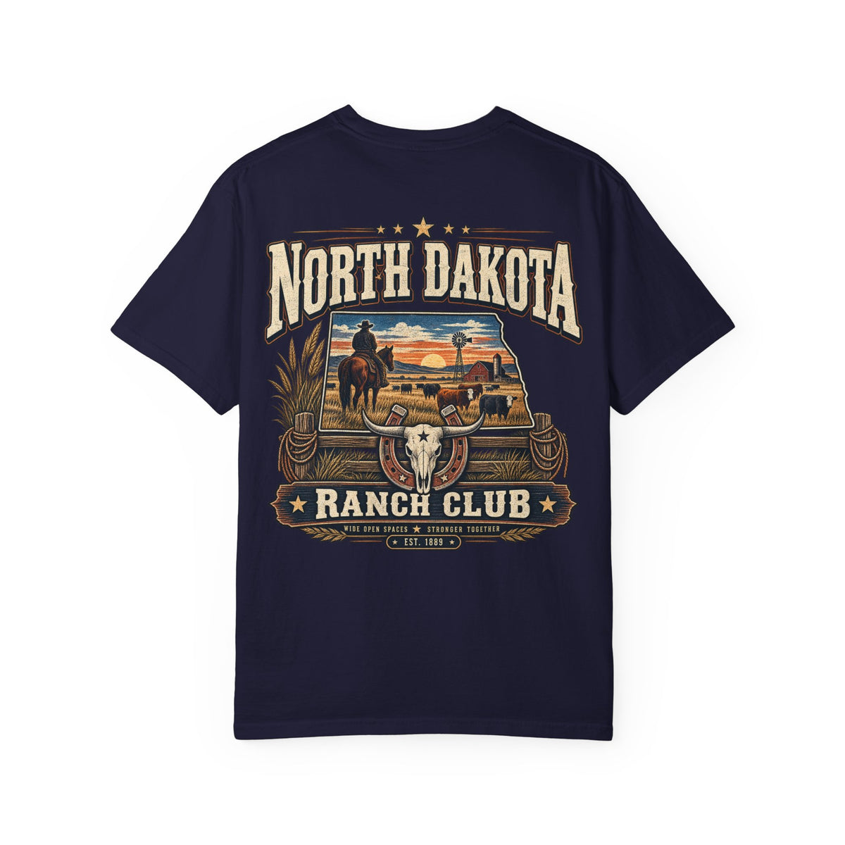 North Dakota Ranch Club Unisex Comfort Color 1717 Streetwear Graphic Tee