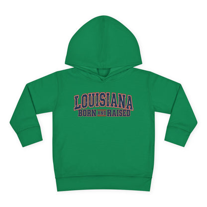 Louisiana Born and Raised Vintage Americana Unisex Toddler Pullover Fleece Hoodie
