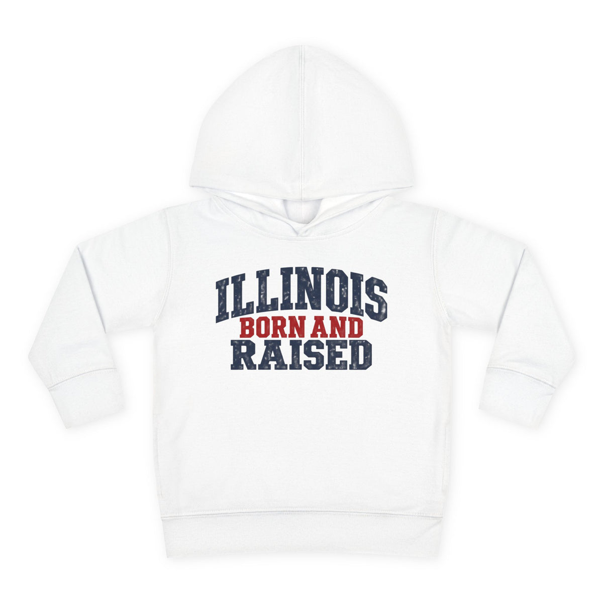 Illinois Born and Raised Rustic Midwest Americana Unisex Toddler Pullover Fleece Hoodie