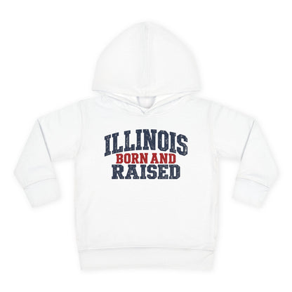 Illinois Born and Raised Rustic Midwest Americana Unisex Toddler Pullover Fleece Hoodie
