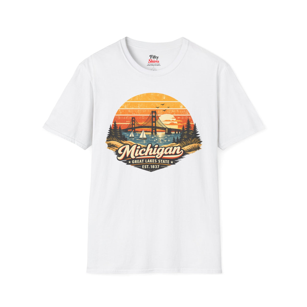 Michigan Lakeside Sunset Unisex Softstyle T Shirt State Pride Graphic Tee Collections FS03