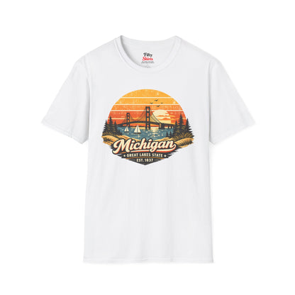 Michigan Lakeside Sunset Unisex Softstyle T Shirt State Pride Graphic Tee Collections FS03