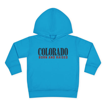 Colorado Born and Raised Premium Mountain Lifestyle Unisex Toddler Pullover Fleece Hoodie