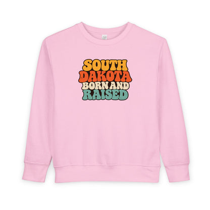South Dakota Born and Raised Retro 1970s Unisex Toddler Sweatshirt
