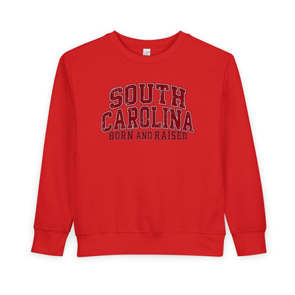 South Carolina Born and Raised Vintage Collegiate Unisex Toddler Sweatshirt