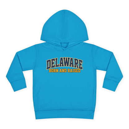 Delaware Born and Raised Old-School Athletic Unisex Toddler Pullover Fleece Hoodie