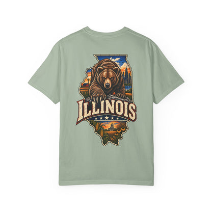 Illinois Bear Emblem Unisex Comfort Color 1717 Streetwear Graphic Tee