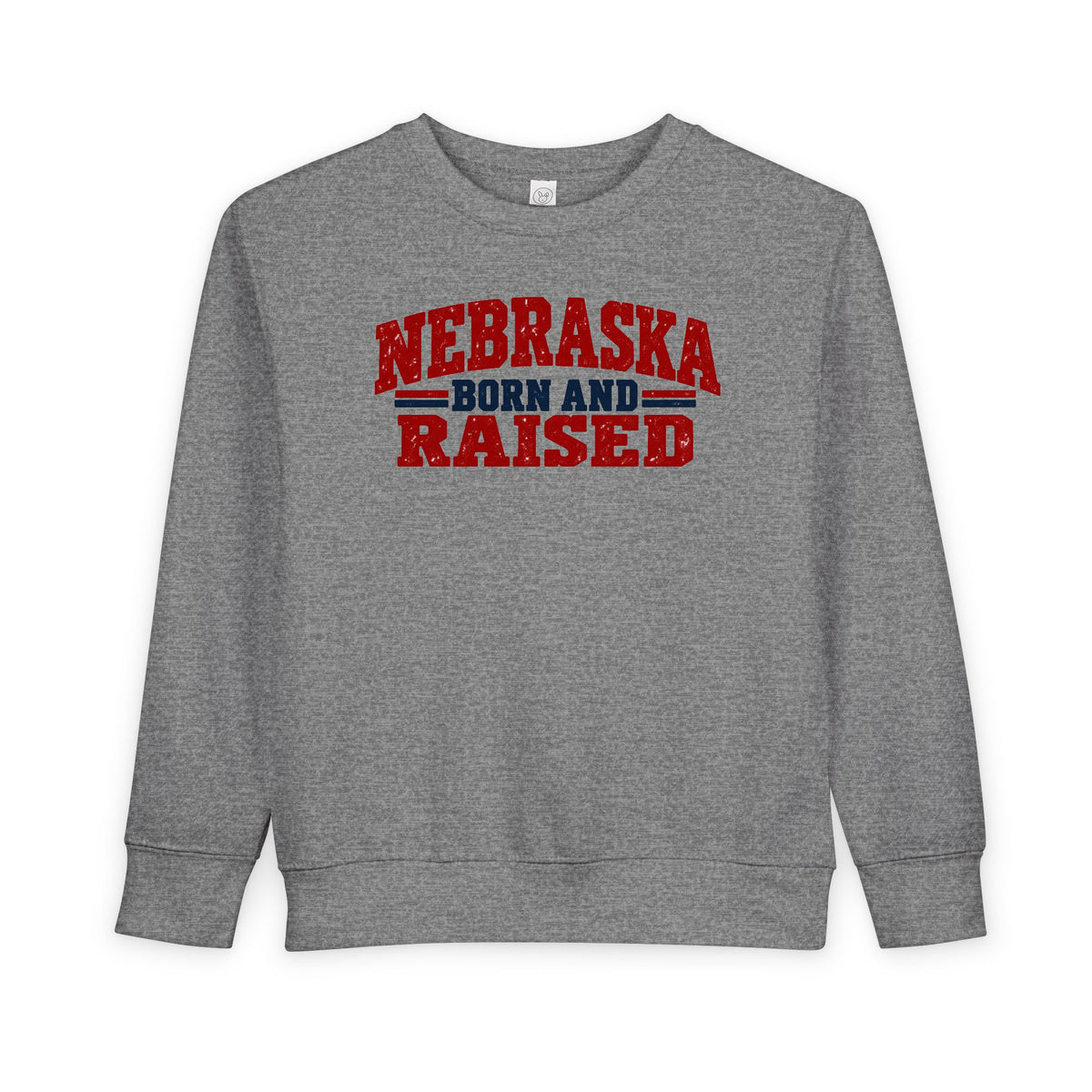 Nebraska Born and Raised Vintage Farmhouse Unisex Toddler Sweatshirt Graphic