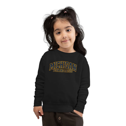 Michigan Born and Raised Bold Retro Unisex Toddler Sweatshirt