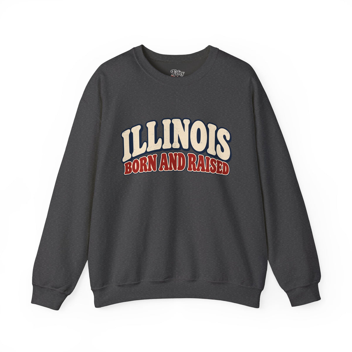 Illinois Born and Raised Retro 1970s Unisex Sweatshirt Graphic