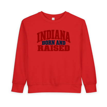 Indiana Born and Raised Rustic Americana Unisex Toddler Sweatshirt