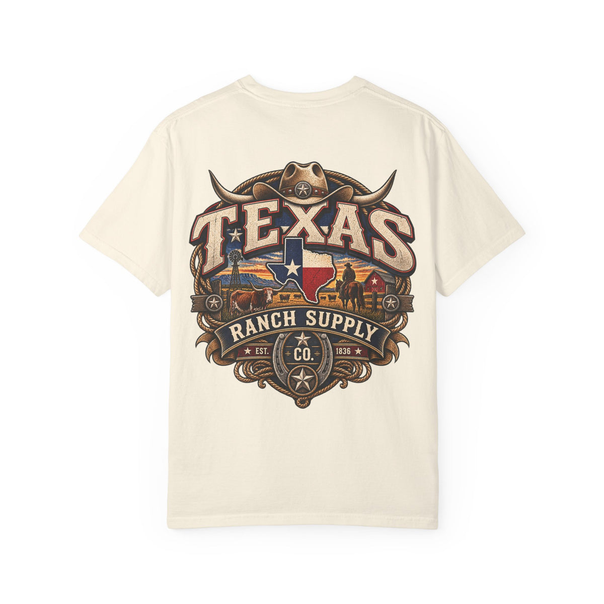 Texas Ranch Supply Co. Unisex Comfort Color 1717 Streetwear Graphic Tee