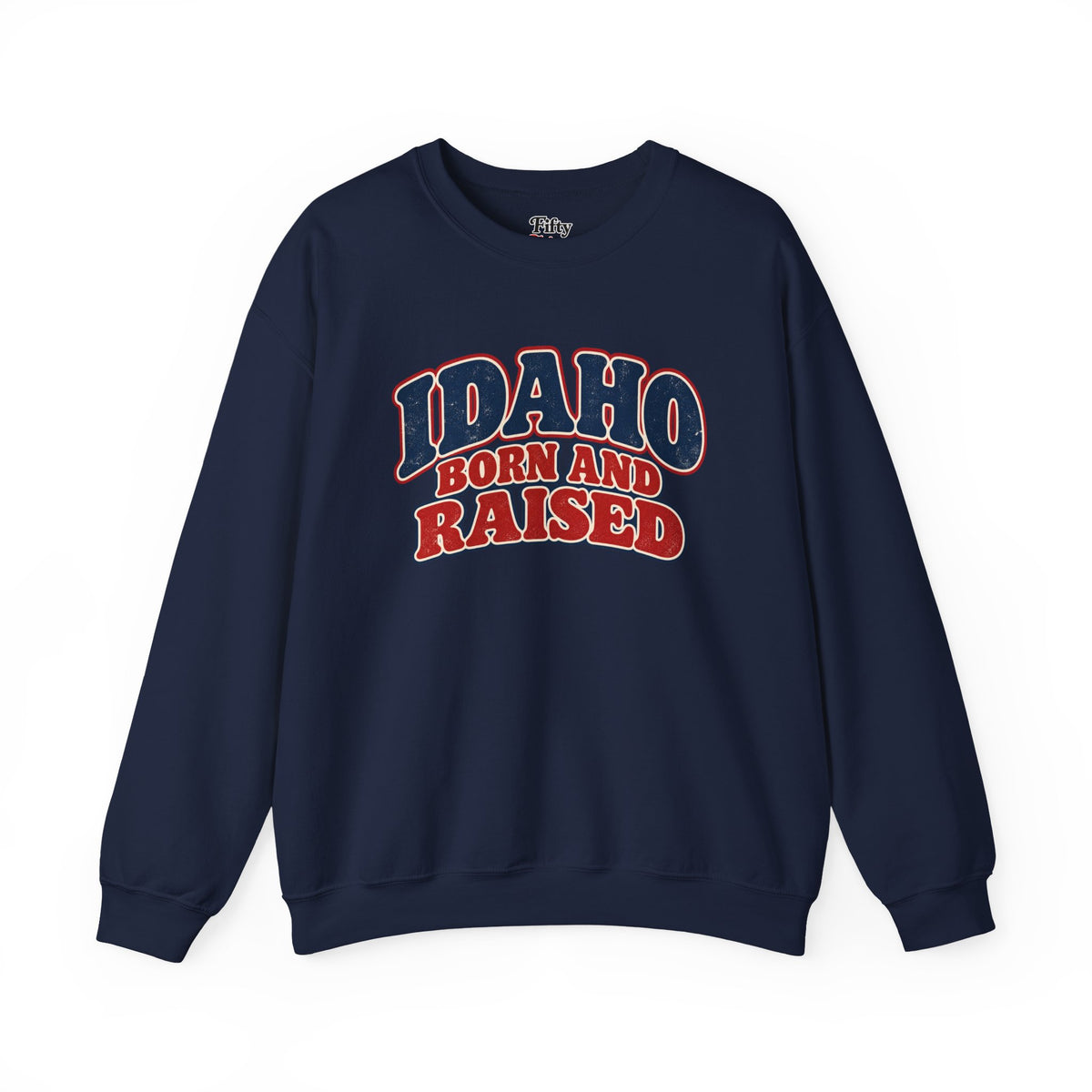 Idaho Born and Raised Retro 1970s Unisex Sweatshirt Graphic
