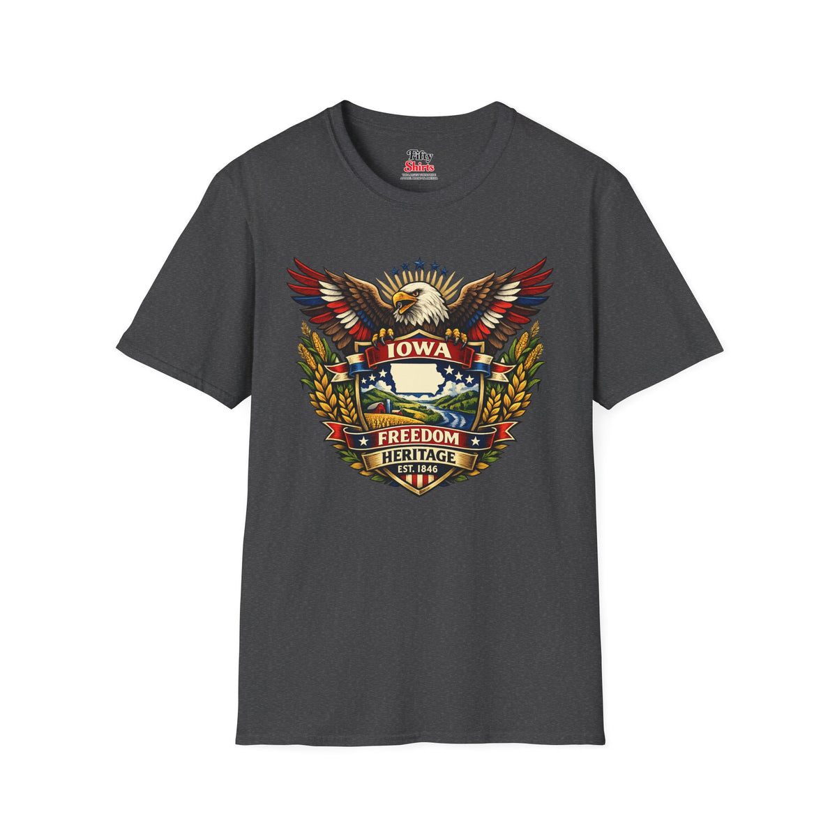 Iowa Americana Eagle Unisex Softstyle T Shirt State Pride Graphic Tee Collections FS03