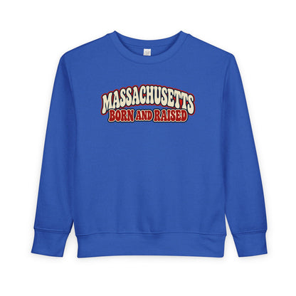 Massachusetts Born and Raised Retro 1970s Unisex Toddler Sweatshirt