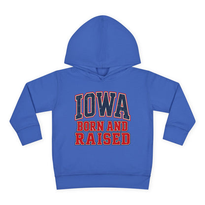Iowa Born and Raised Vintage Collegiate Unisex Toddler Pullover Fleece Hoodie