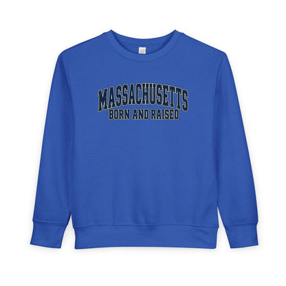 Massachusetts Born and Raised Vintage Collegiate Unisex Toddler Sweatshirt
