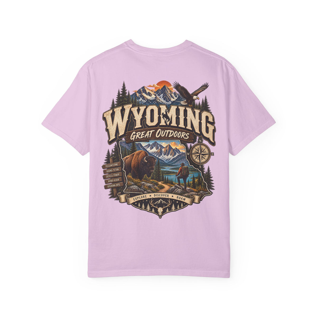 Wyoming Great Outdoors Unisex Comfort Color 1717 Streetwear Graphic Tee