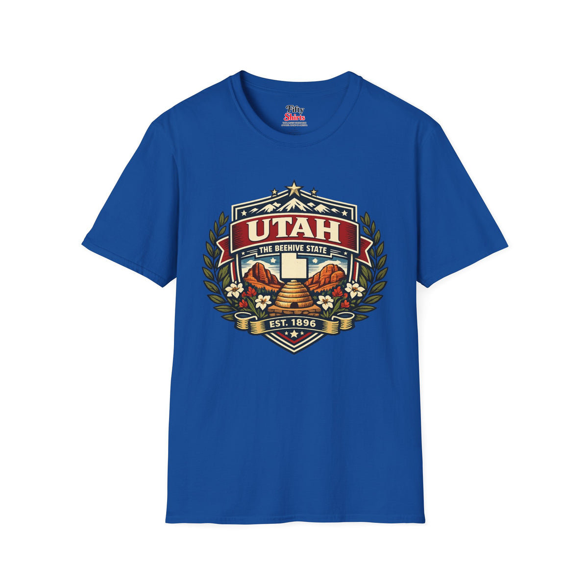Utah Heritage Badge Unisex Softstyle T Shirt State Pride Graphic Tee Collections FS03