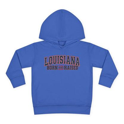 Louisiana Born and Raised Vintage Americana Unisex Toddler Pullover Fleece Hoodie