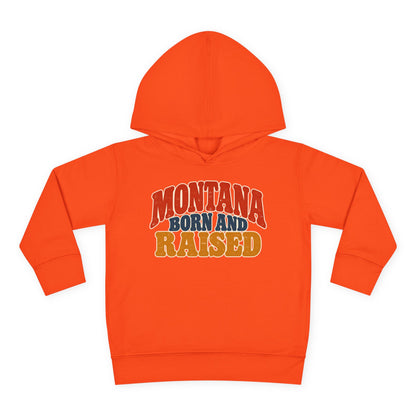 Montana Born and Raised Retro 1970s Unisex Toddler Pullover Fleece Hoodie