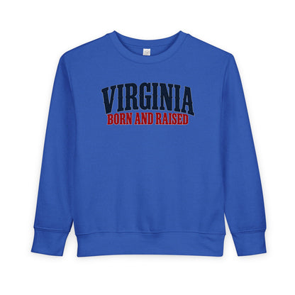Virginia Born and Raised Premium Heritage Unisex Toddler Sweatshirt