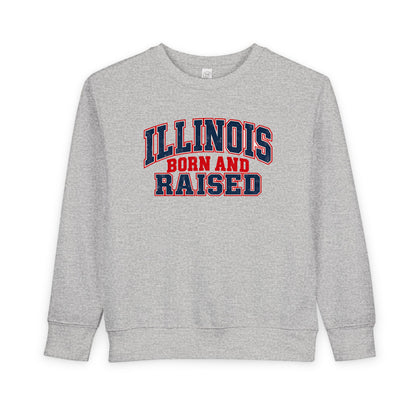 Illinois Born and Raised Vintage Collegiate Unisex Toddler Sweatshirt