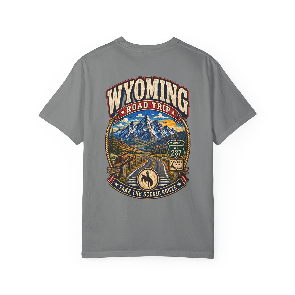 Wyoming Roadtrip Unisex Comfort Color 1717 Streetwear Graphic Tee