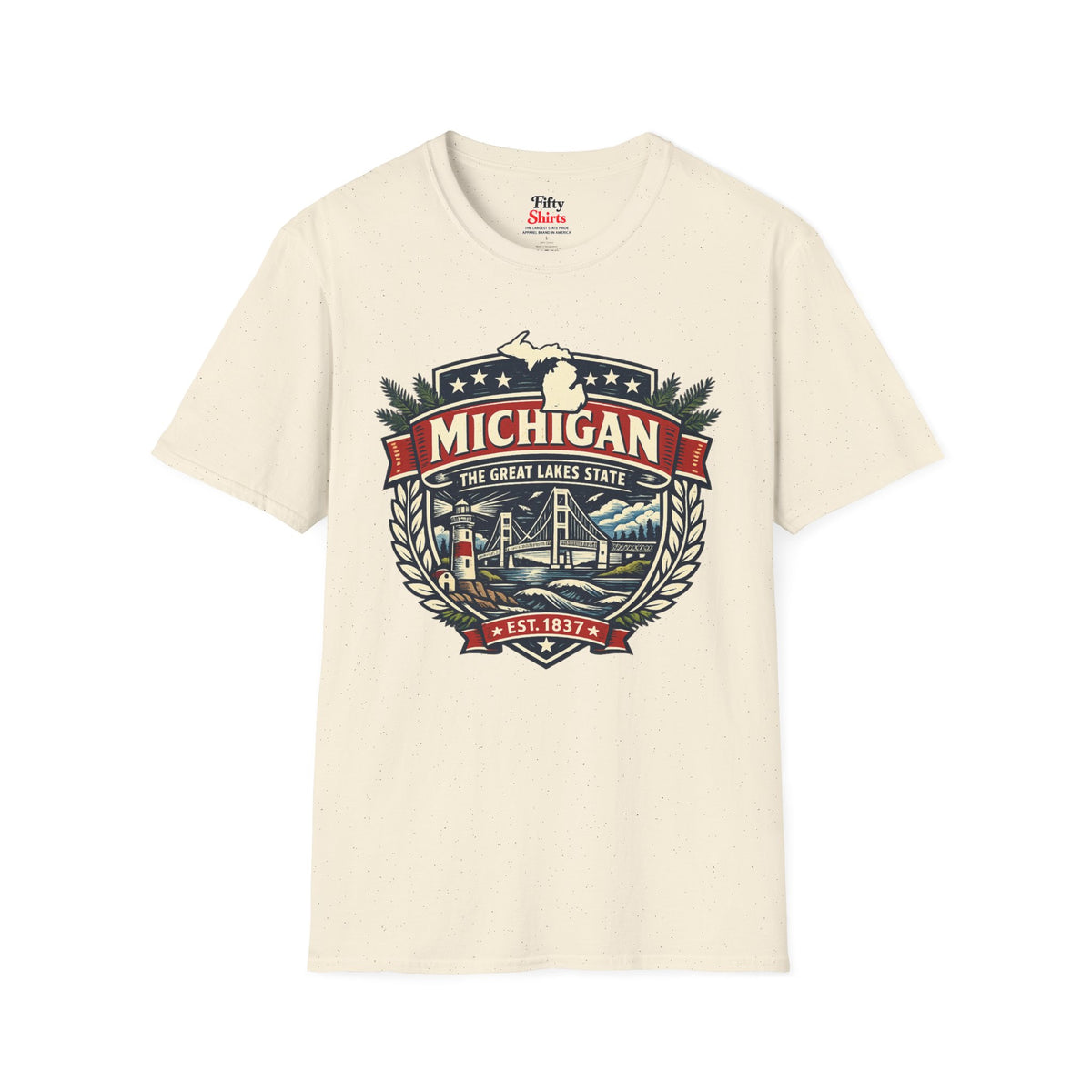 Michigan Heritage Badge Unisex Softstyle T Shirt State Pride Graphic Tee Collections FS03