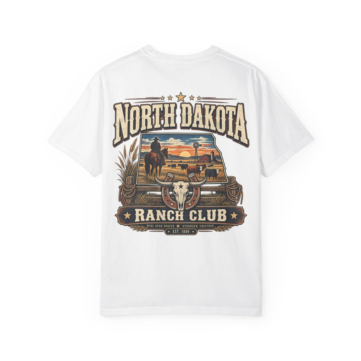 North Dakota Ranch Club Unisex Comfort Color 1717 Streetwear Graphic Tee